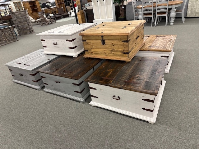 Farmhouse Split Lid Coffee Table with Iron Hardware
