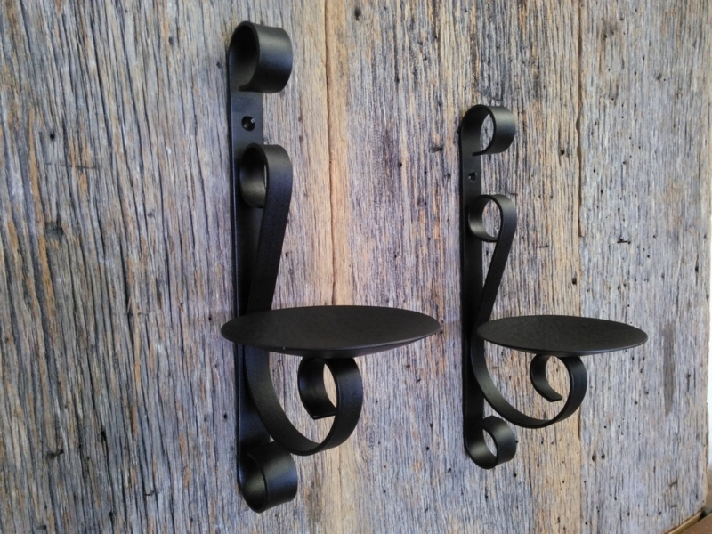 Farmhouse Wall Sconce Set Vertical Backplate Scrollwork Wrought Iron