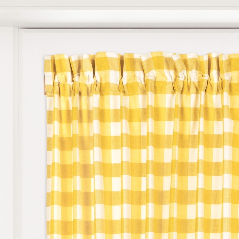 Farmhouse Yellow Buffalo Check Rod Pocket Door Panel with Tieback