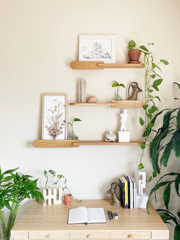 Floating Shelf Interlocking Joint Rounded Ends Hardwood Scandi