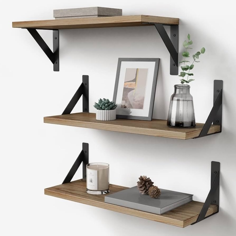 Floating Shelves Triangular Brackets Reversible Mounting Industrial
