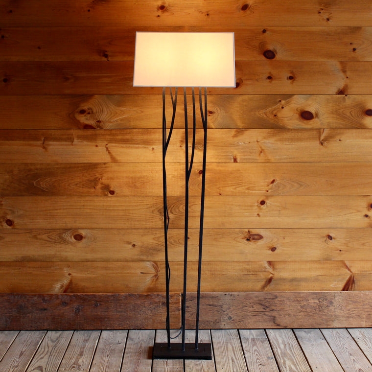 Floor Lamp Branch Like Uprights Rectangular Shade Dark Nickel