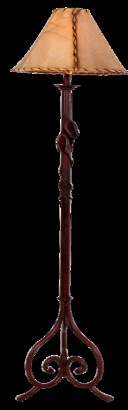 Floor Lamp Calla Lily Detail Scrolled Tripod Base Western Rustic