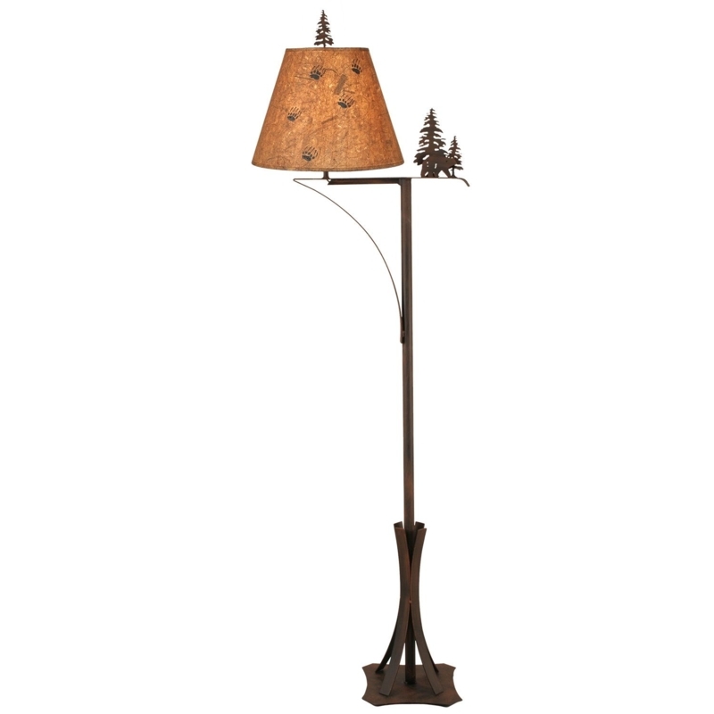Floor Lamp Rustic Bear Silhouette Wildlife Offset Shade