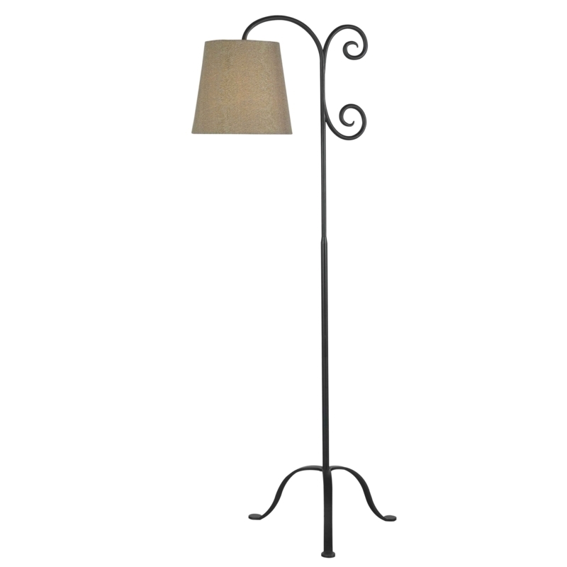 Floor Lamp Shepherd Hook Arm Scroll Detail Tripod Base Rustic