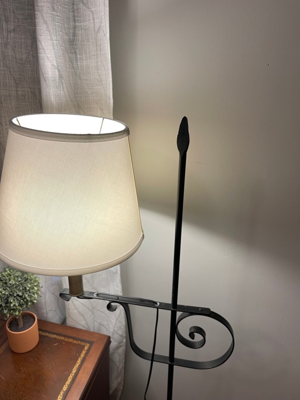 Floor Lamp Spear Finial Top Scroll Detail Matte Black Forged Iron