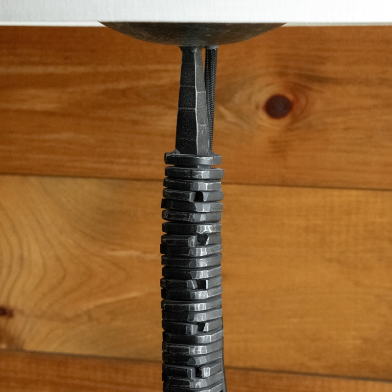 Floor Lamp Stacked Nut Stem Hand Forged Dark Nickel Industrial