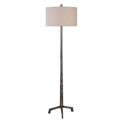 Floor Lamp Textured Cast Iron Slender Stem Tripod Base Industrial