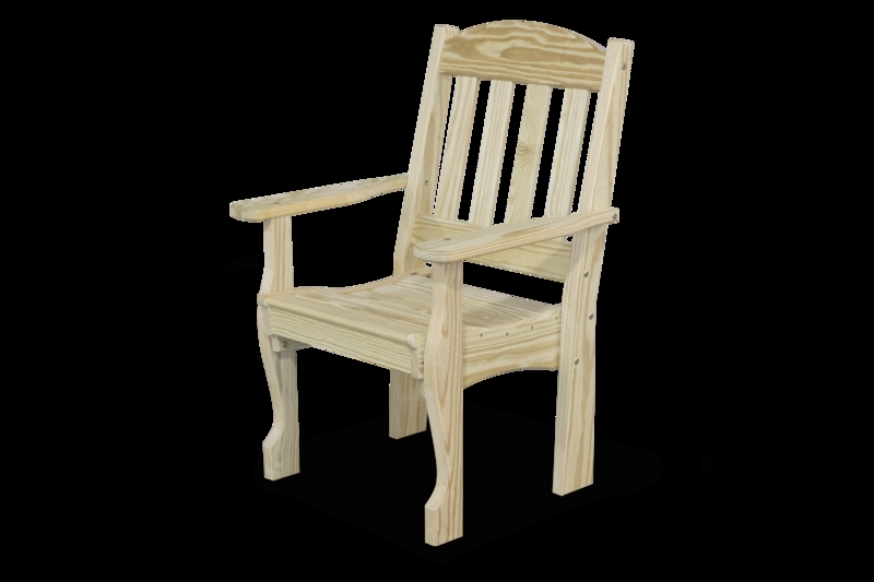 Garden Armchair Light Tan Wood Curved Front Legs Arched Top