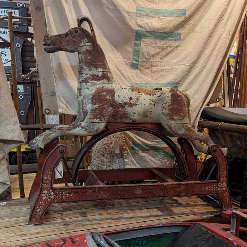 Glider Rocking Horse Primitive Style with Chippy Paint