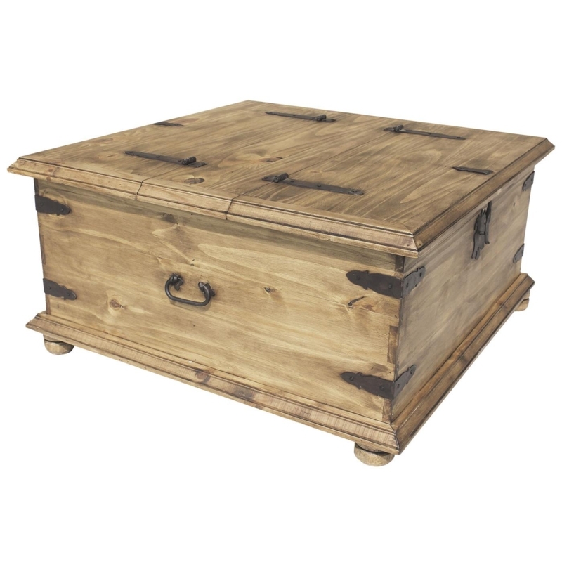Hacienda Style Coffee Table with Split Hinged Top