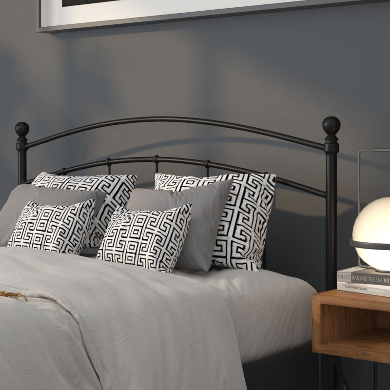 Headboard Arched Top Spherical Finials Spindle Detail Transitional