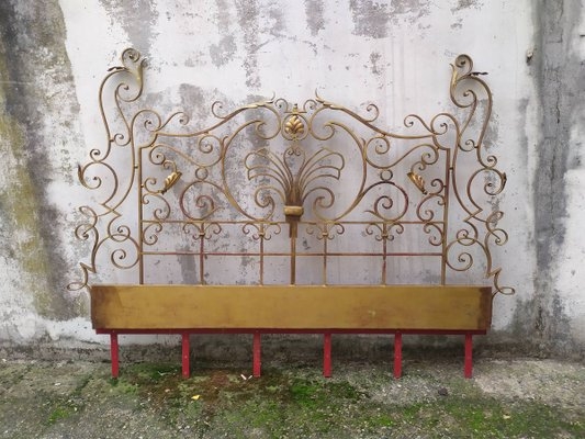 Headboard Gold Antique Scrollwork Palmette Motif Hollywood Regency