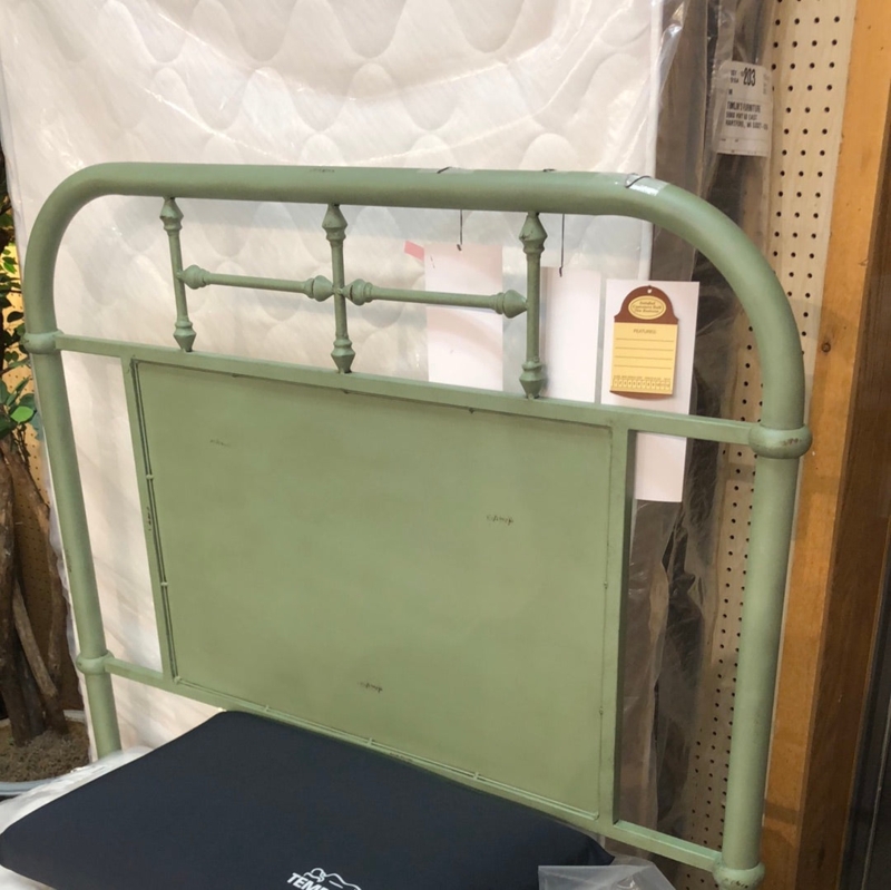 Headboard Sage Green Painted Metal Solid Center Panel Cottage Style