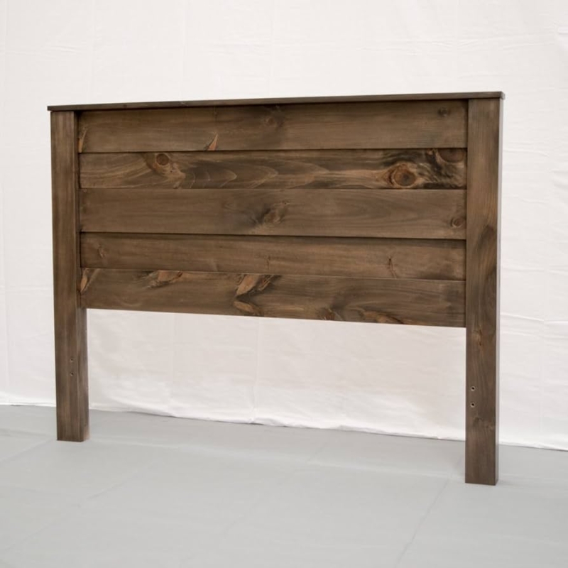 Headboard: Solid Pine Horizontal Slats, Visible Grain, Farmhouse Style