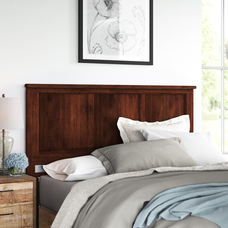 Headboard: Traditional Paneled Design, Cherry Brown Finish, Classic Look