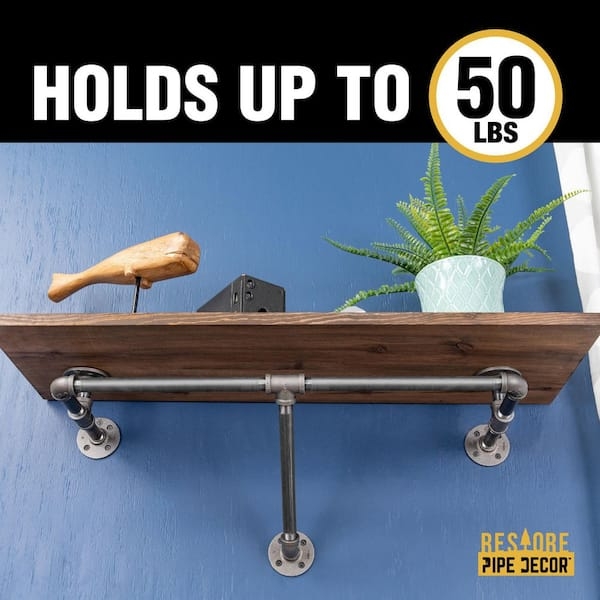 Heavy Duty Industrial Wall Shelf with 50lb Load Capacity and Pipe Frame