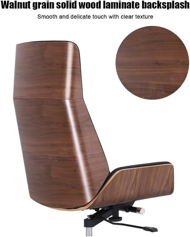 High Back Office Chair Walnut Bentwood Shell Mid Century Swivel