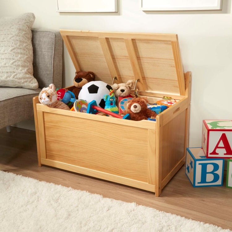 Honey Wood Toy Chest Classic Nursery Storage With Lid Stay