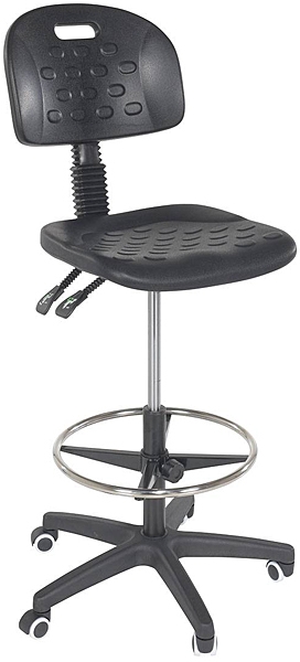 Industrial Stool Textured Seat Footrest Ring Utility Chair