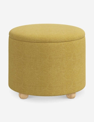 Kamila Storage Ottoman, 24"Dia in Sesame Linen Weave - Lulu and Georgia