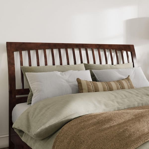 King Headboard: Transitional Sleigh Style, Walnut Vertical Slats