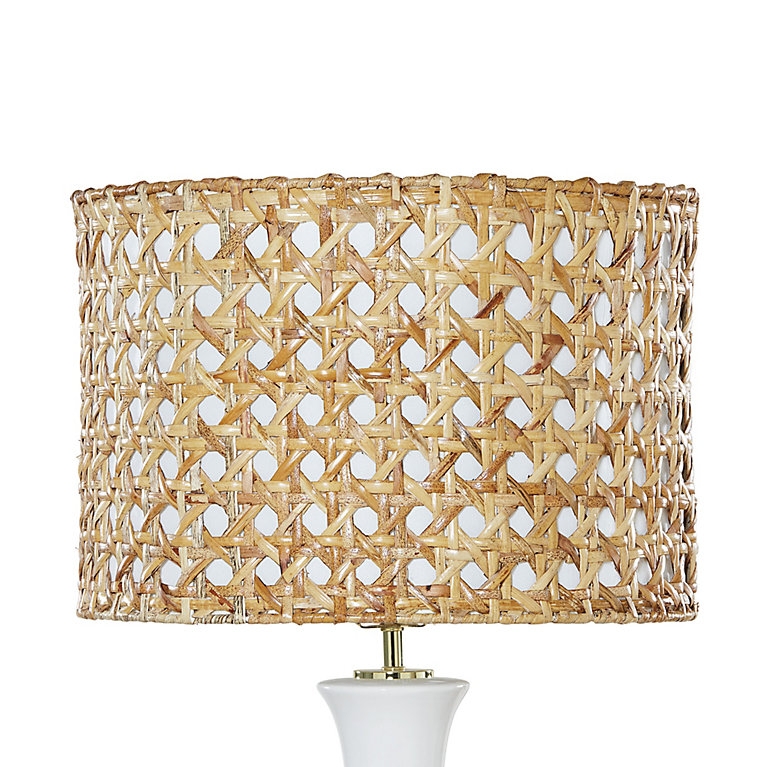 Lamp Shade Rattan Cane Weave Drum Shape Honey Brown Coastal Lighting