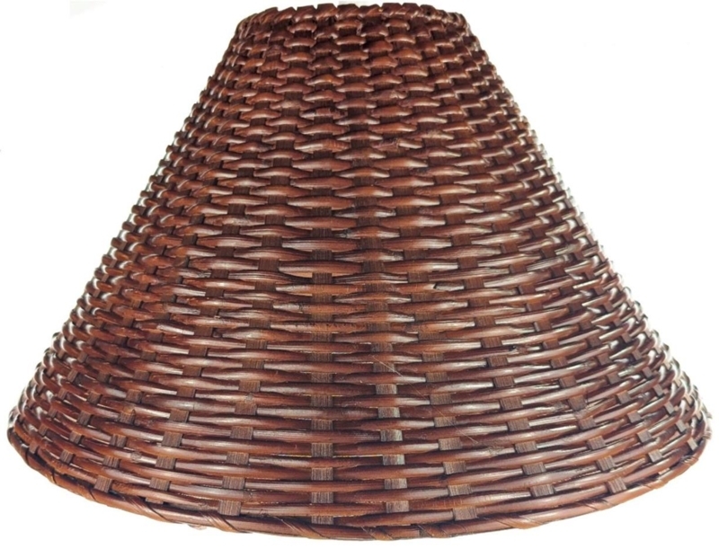 Lamp Shade Rattan Coolie Shape Basketweave Texture Espresso Brown