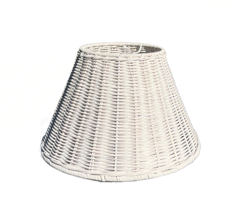 Lamp Shade Wicker Painted White Tapered Empire Woven Texture Coastal