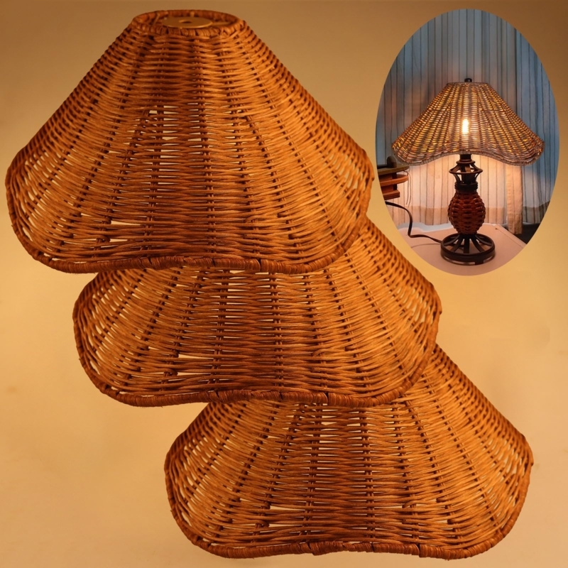 Lampshade Rattan Scalloped Rim Flower Inspired Bell Shade