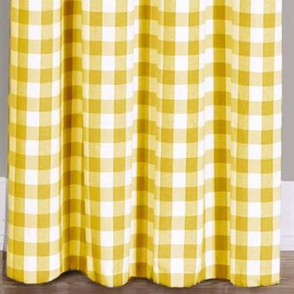 Light Filtering Sunny Yellow Buffalo Check Rod Pocket Tier Curtain Pair