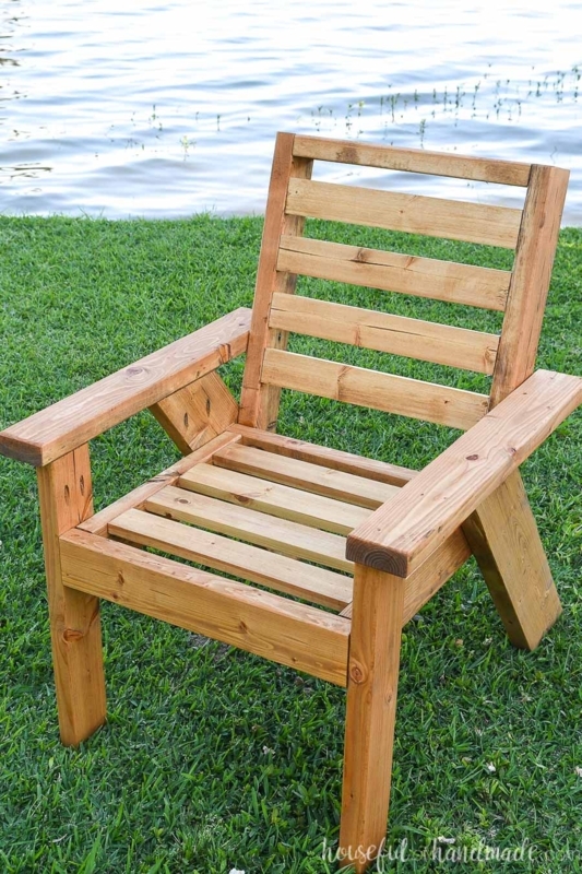 Lounge Chair Modern Farmhouse Angled Back Legs Natural Wood