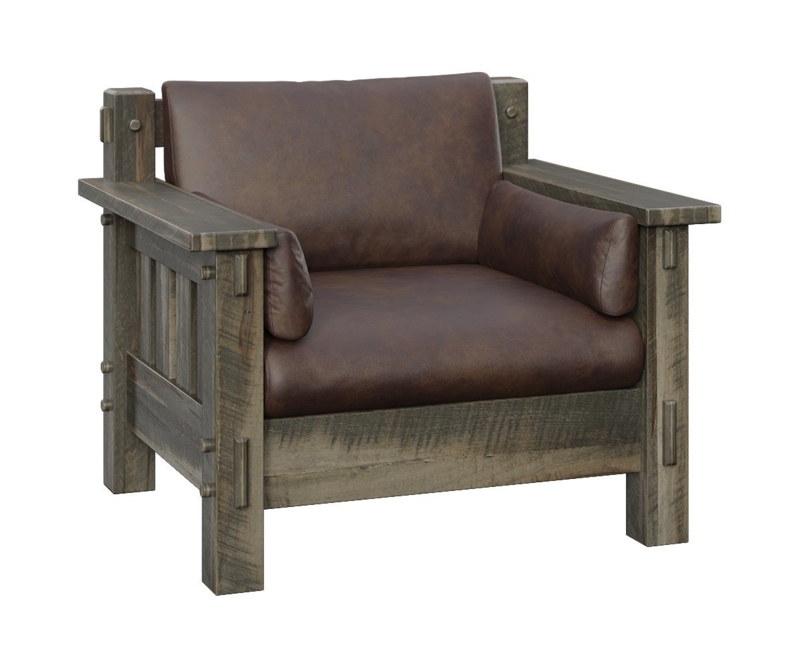 Lounge Chair Rustic Mission Rough Sawn Wood Bolster Cushions