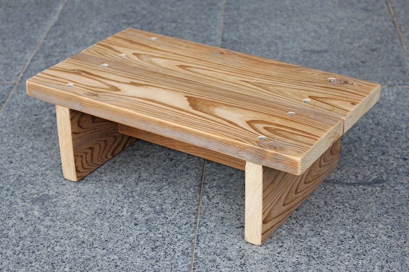 Low Step Stool featuring Prominent Natural Grain and Exposed Fasteners