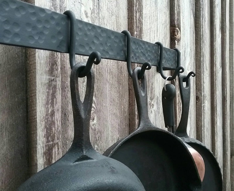 Matte Black Pot Rack with Curled S-Hooks