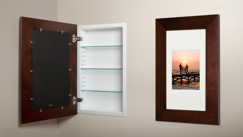 Medicine Cabinet Recessed Picture Frame Door Espresso Finish