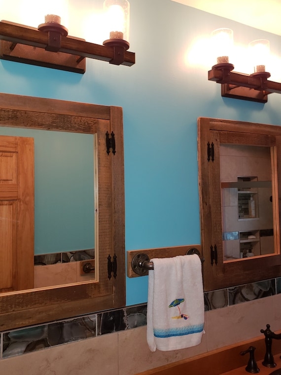 Medicine Cabinet Reclaimed Barn Wood Butterfly Hinges Rustic