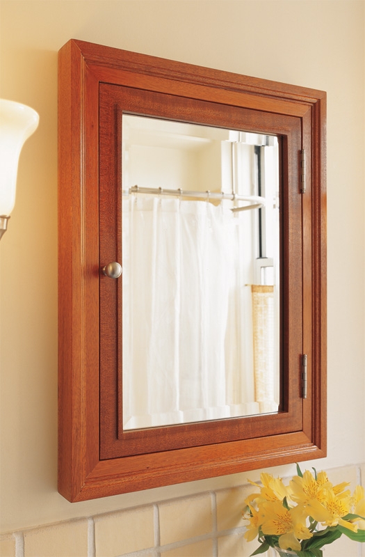 Medicine Cabinet Traditional Wood Tiered Frame Beveled Mirror