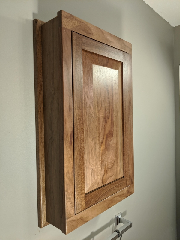 Medicine Cabinet Walnut Wood Shaker Panel Semi Recessed Mount