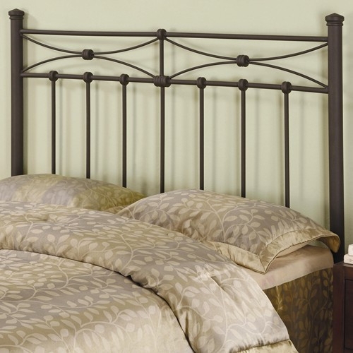 Metal Headboard Bronze Vertical Slats Curved Metalwork Traditional