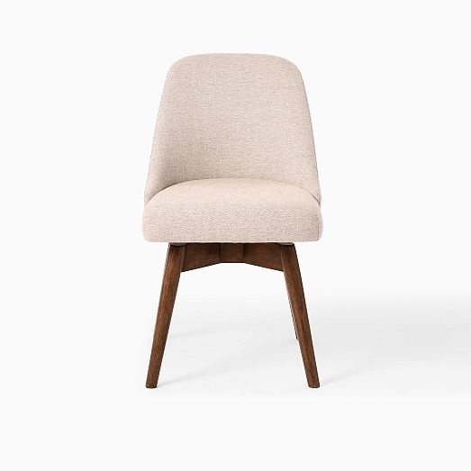 Mid Century Swivel Chair Basketweave Texture Frost Gray Acorn Legs