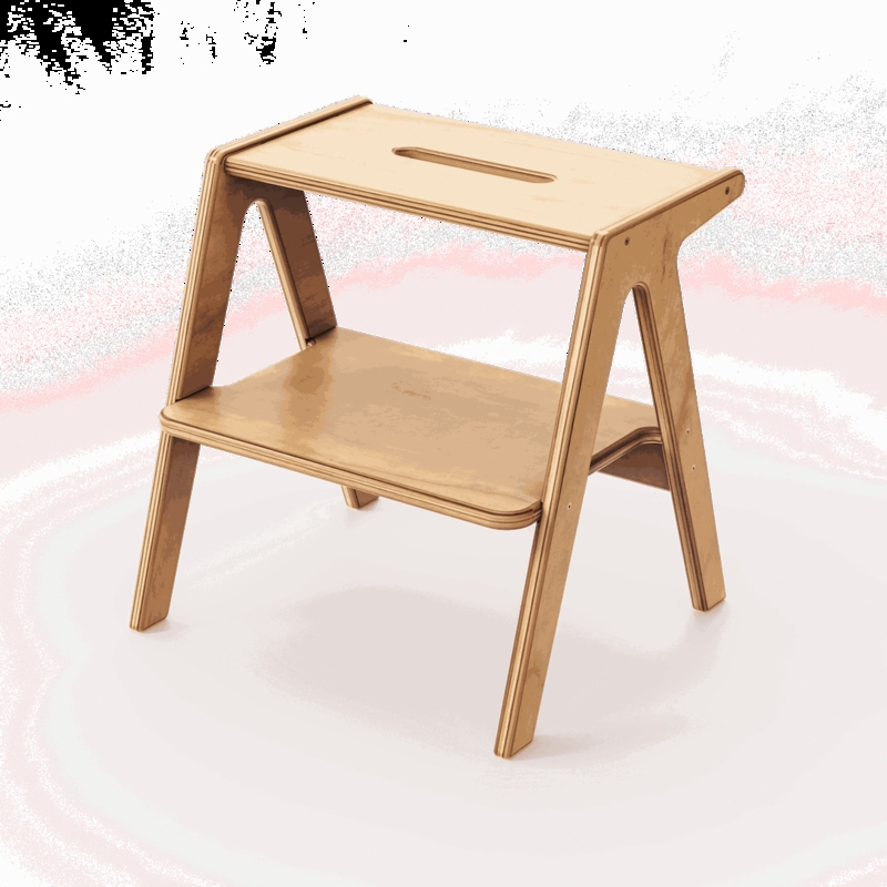Minimalist Plywood Step Stool with Exposed Edges and Integrated Handle