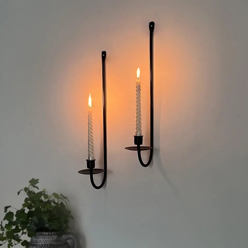 Minimalist Wall Candle Holder Staggered Mounting Vertical Rod Slim