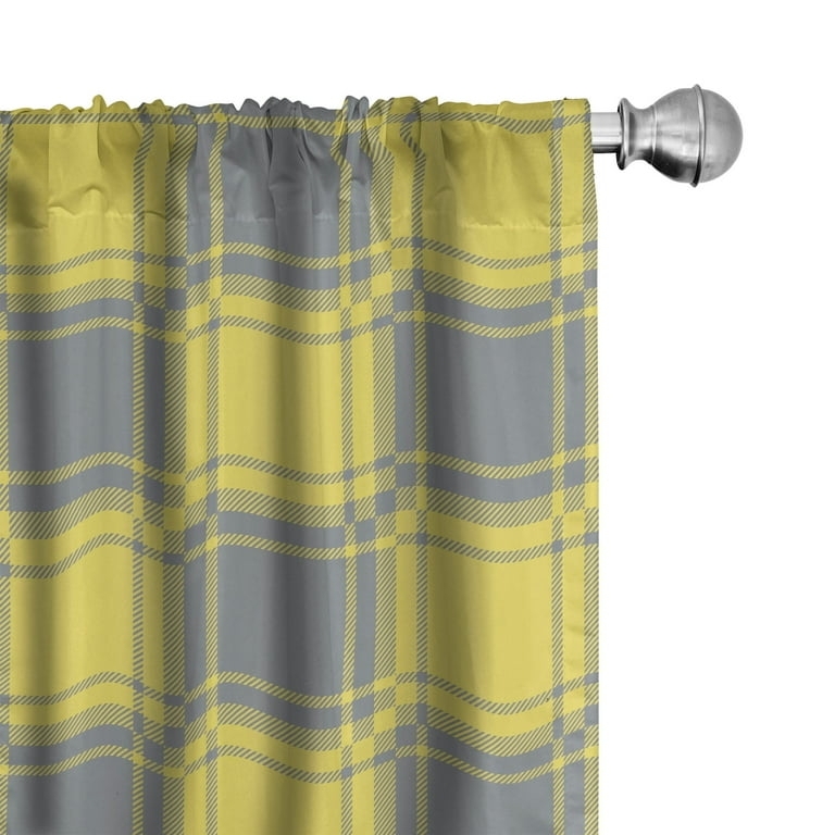 Modern Farmhouse Mustard and Slate Blue Plaid Rod Pocket Curtains