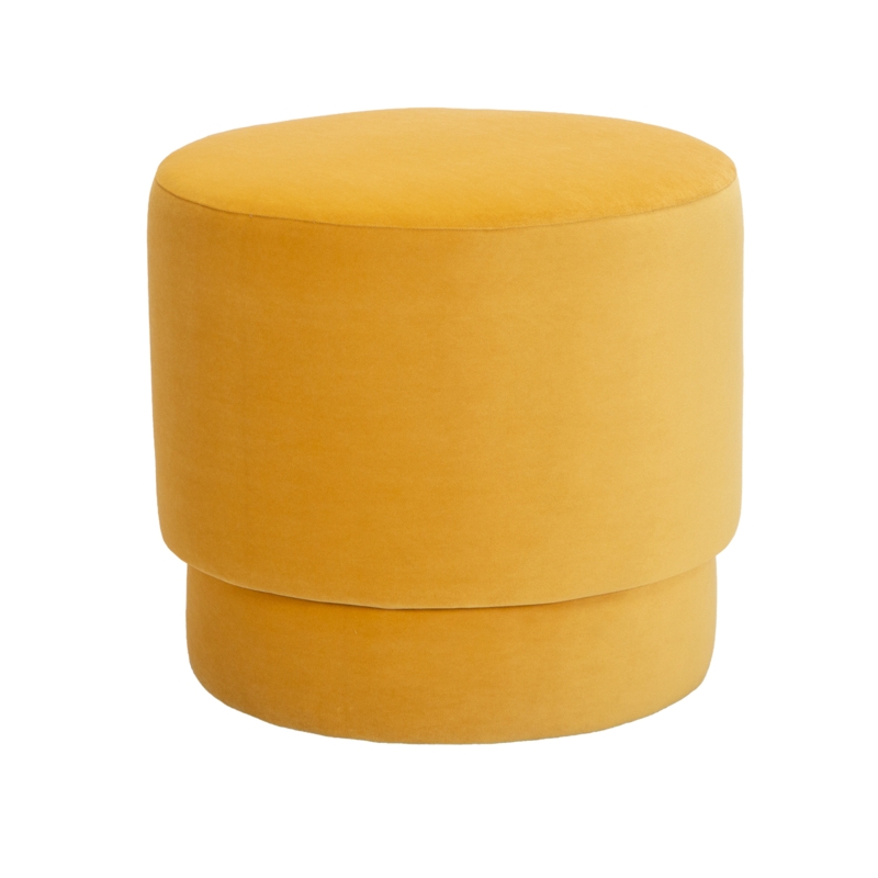 Ottoman Mustard Yellow Recessed Base Stool Two-Tiered Design