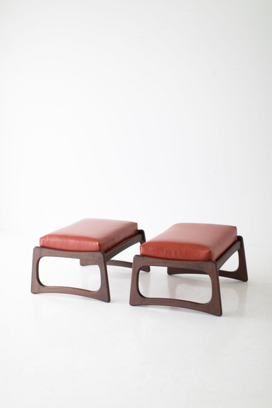 Ottoman Sculptural Open Frame Burnt Orange Mid-Century Footstools