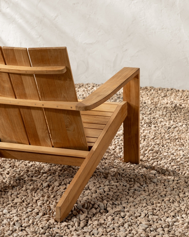 Outdoor Lounge Chair Coastal Chic Teak Angled Rear Legs