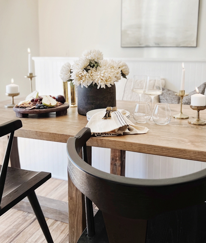 Oval Dining Table Rustic Wood Beam Base Organic Modern Chic