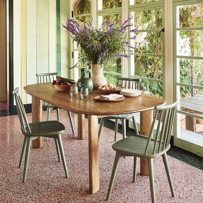 Oval Dining Table Solid Wood Chunky Legs Organic Modern Rounded