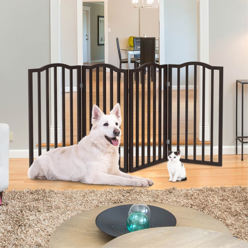 Pet Gate: Dark Espresso Arched Top Accordion Hinge Barrier